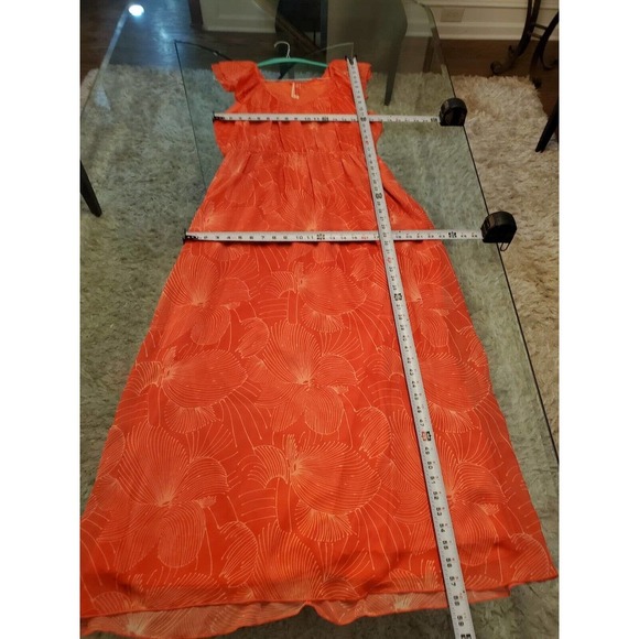 Maurices Womens Red Floral Polyester Round Neck Short Sleeve Long Maxi Dress XL - Picture 7 of 15